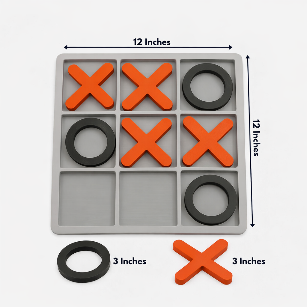 Wooden Tic Tac Toe Game Showpiece – Multicolor Decorative Board Game for Table Decor, Kids & Adults (12 cm) - Image 2
