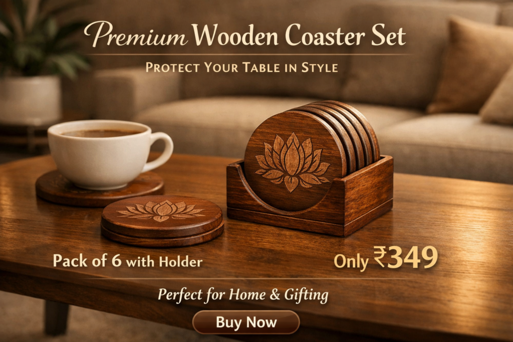 wooden coaster set