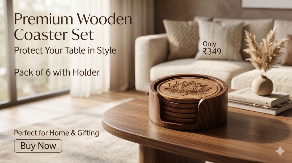 wooden coaster set