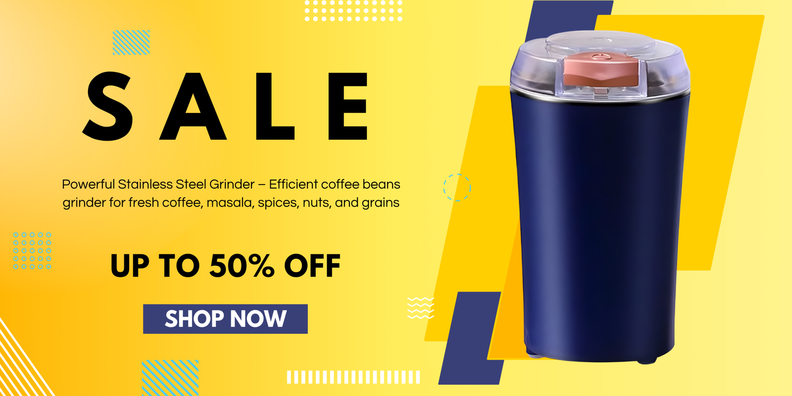 Powerful Stainless Steel Grinder – Efficient coffee beans grinder for fresh coffee, masala, spices, nuts, and grains